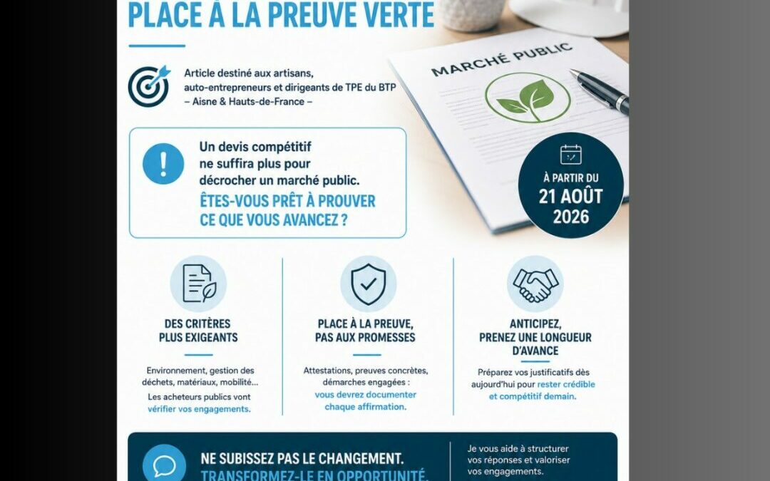Fiche conseil : Marchés publics : le prix ne suffira plus, place à la preuve verte